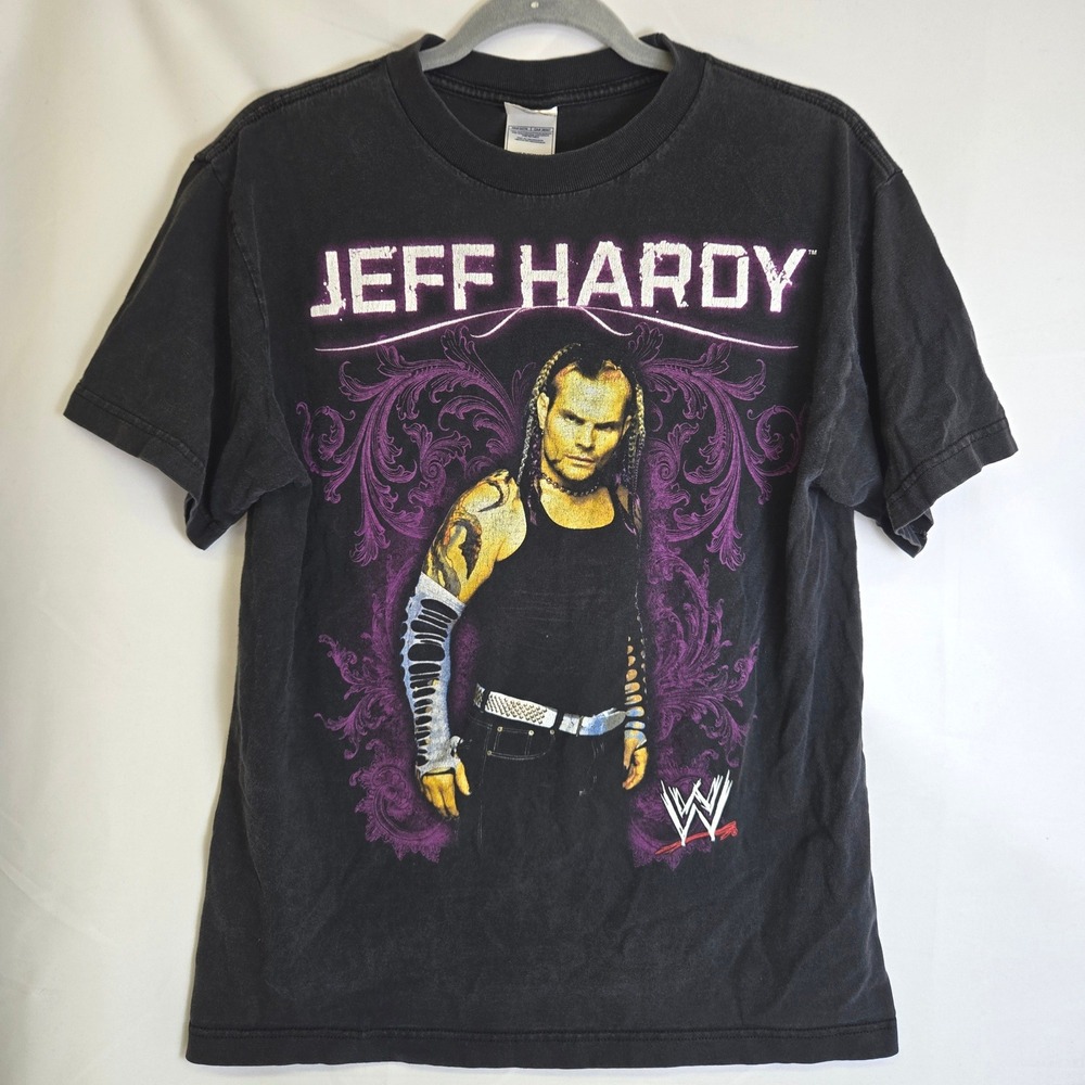 WWE Jeff Hardy Graphic Tee T-shirt Vintage AAA Tag 100% Cotton Black Medium READ